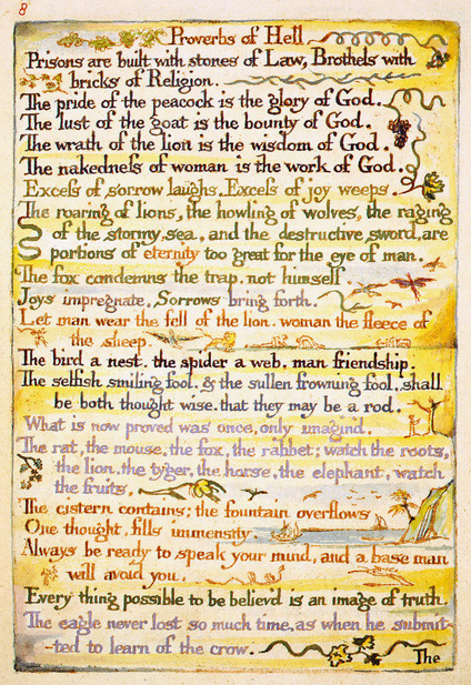 Picture of page 8 from William Blake's hand illuminated "The Marriage of Heaven and Hell"